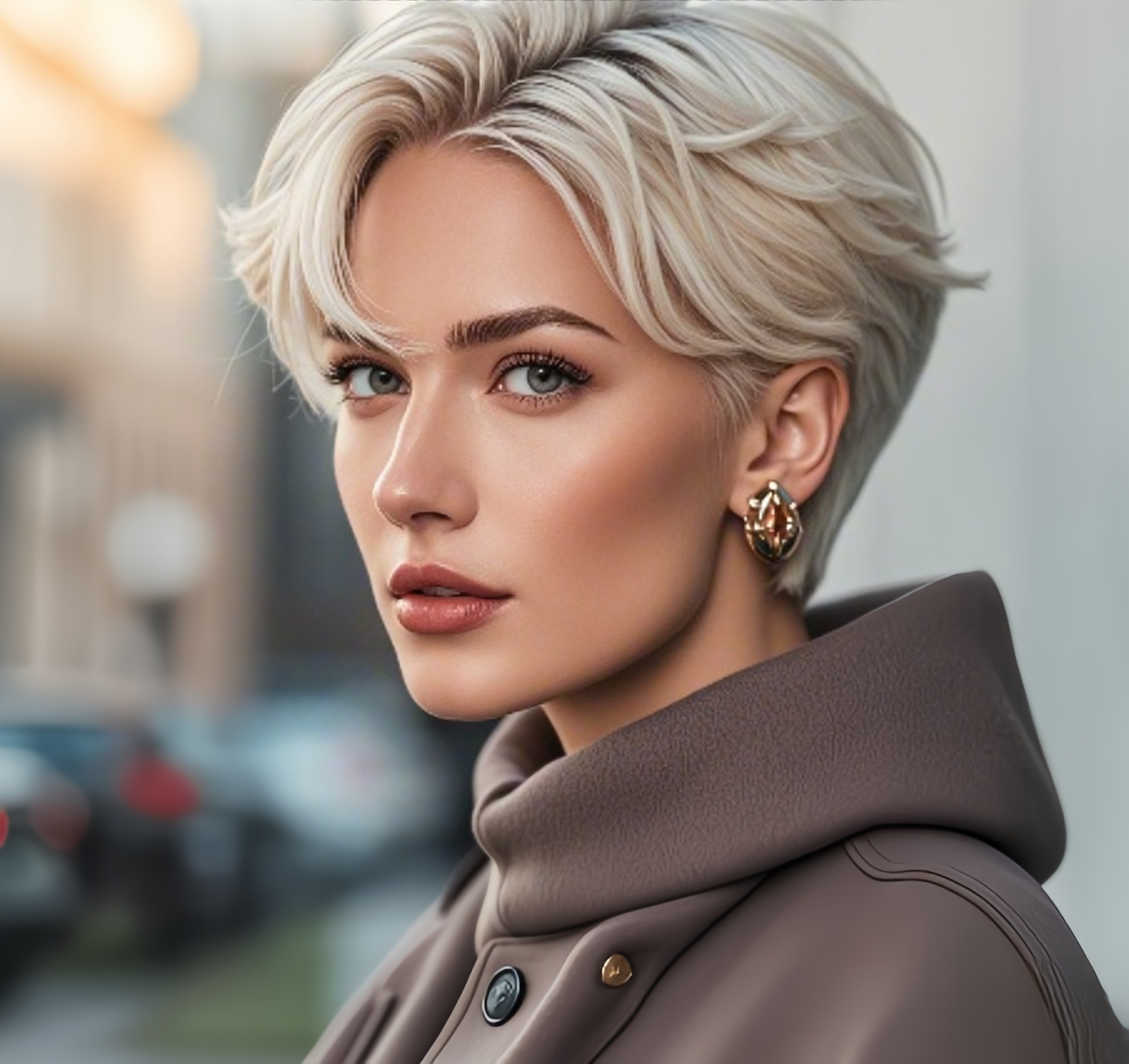 Icy Blonde Elegance: The Sophisticated Long Pixie Cut