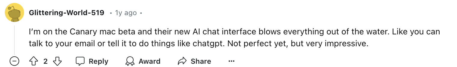 User review of Canary’s AI features