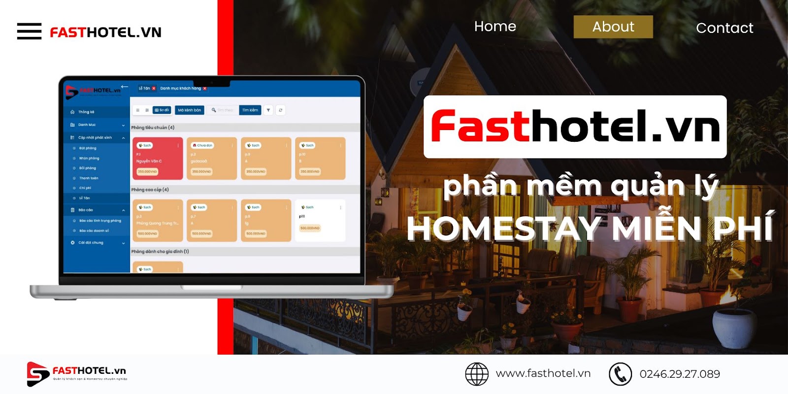 Fasthotel.vn - phần mềm quản lý homestay miễn phí, hiệu quả