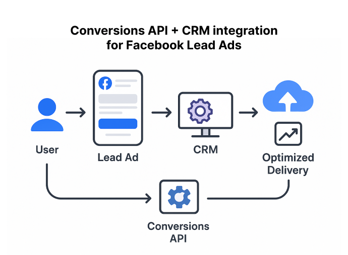 Conversions API and CRM integration flow for Facebook Lead Ads example