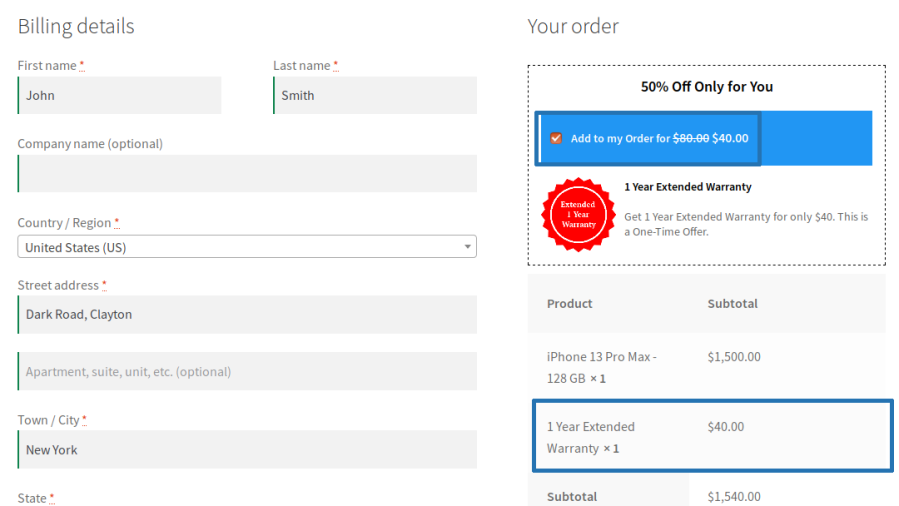 WooCommerce One Page Checkout and Order Bumps