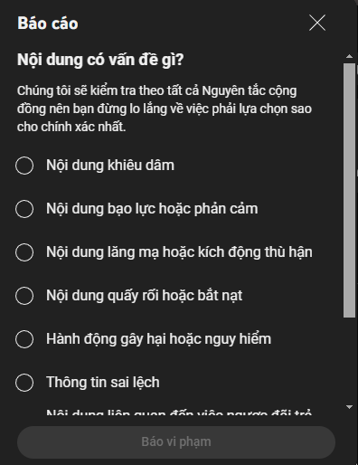 báo cáo vi phạm