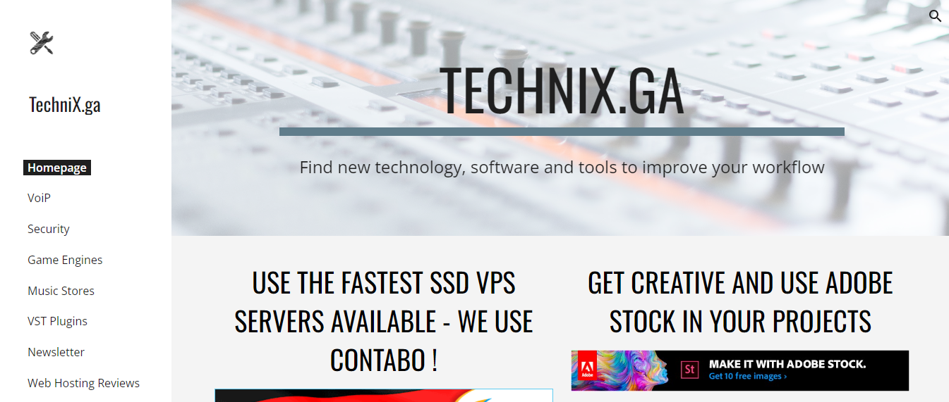 Technix.ga homepage - one of the best Google Sites blog examples