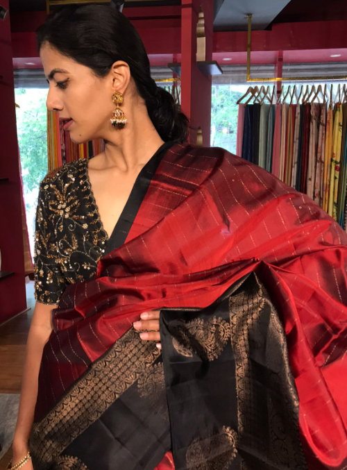 Karwa Chauth Red Saree at Mirra Clothing