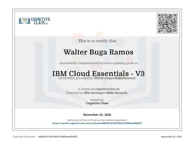 Certificado IBM Cloud Essentials V3