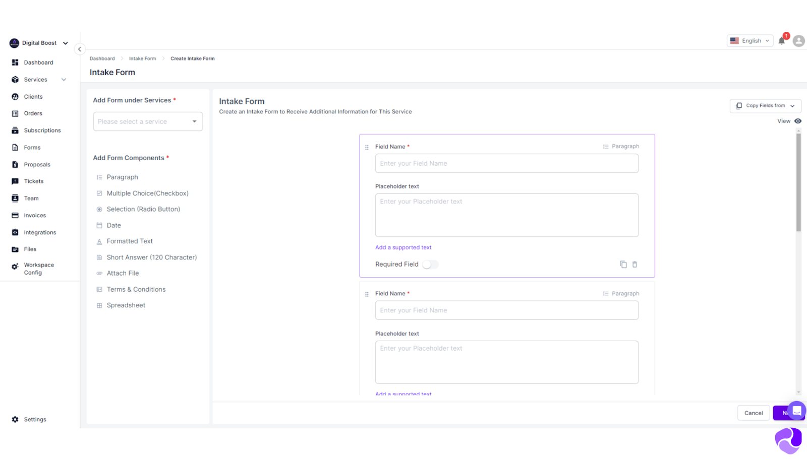 Agency Handy Intake Form