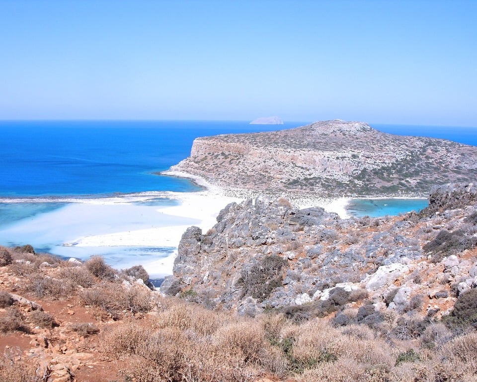 View of Crete featuring rugged landscapes and coastline.