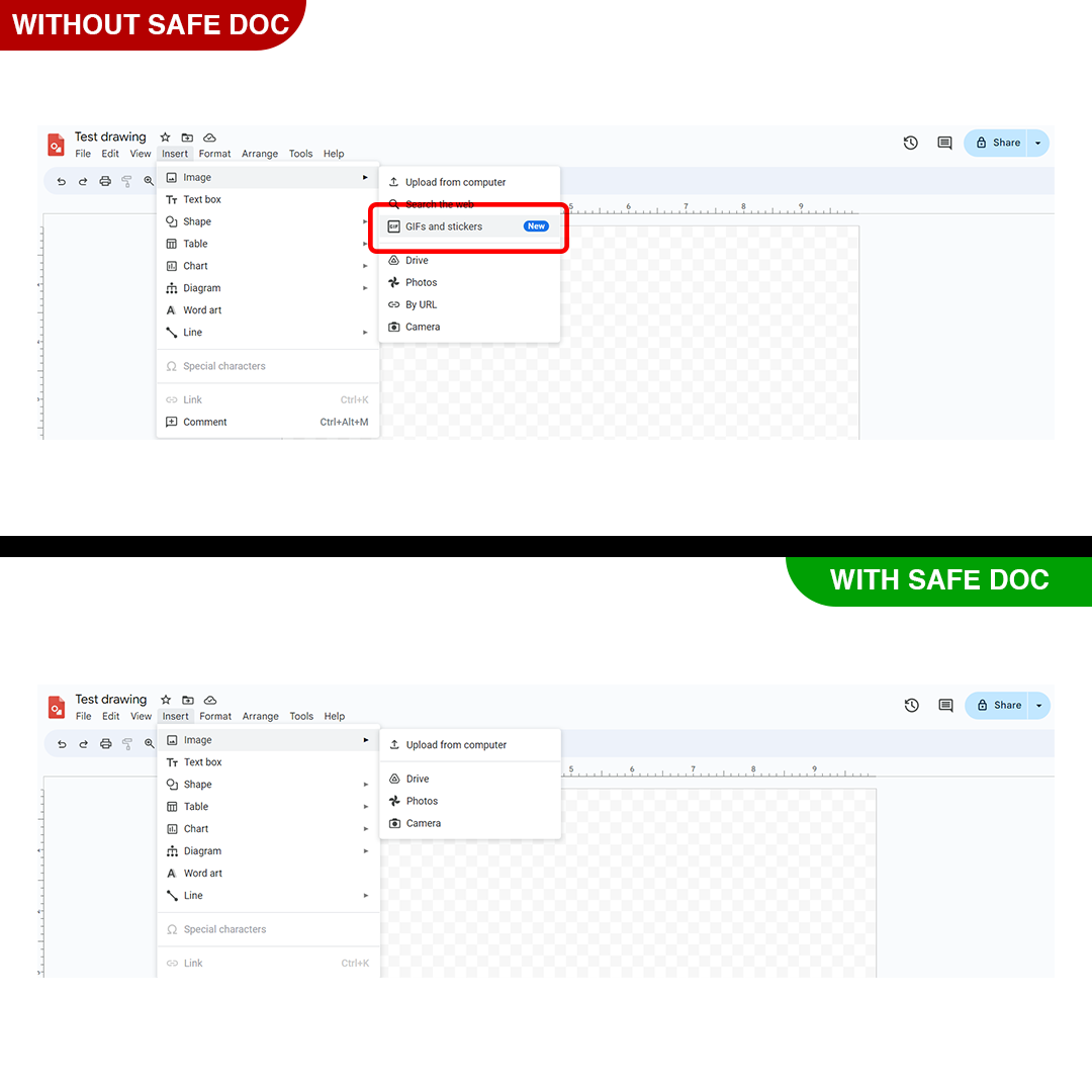 Block GIFs and stickers in Google  Drawings using Safe Doc