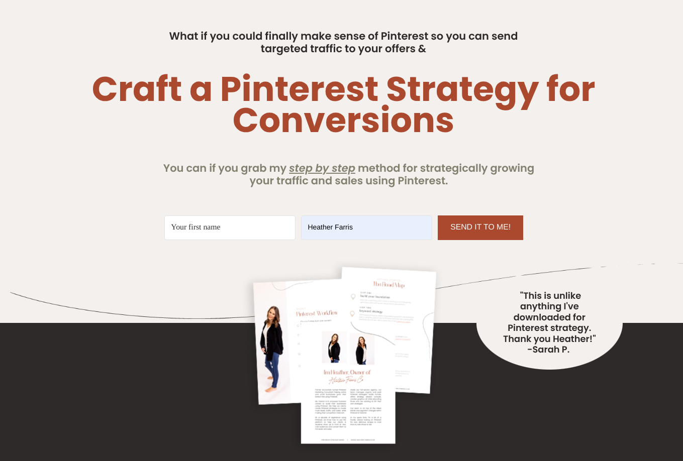 landing pages showcased on Pinterest pins