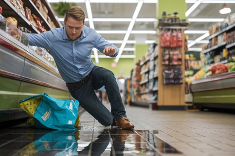 Slip and fall accident injury scene