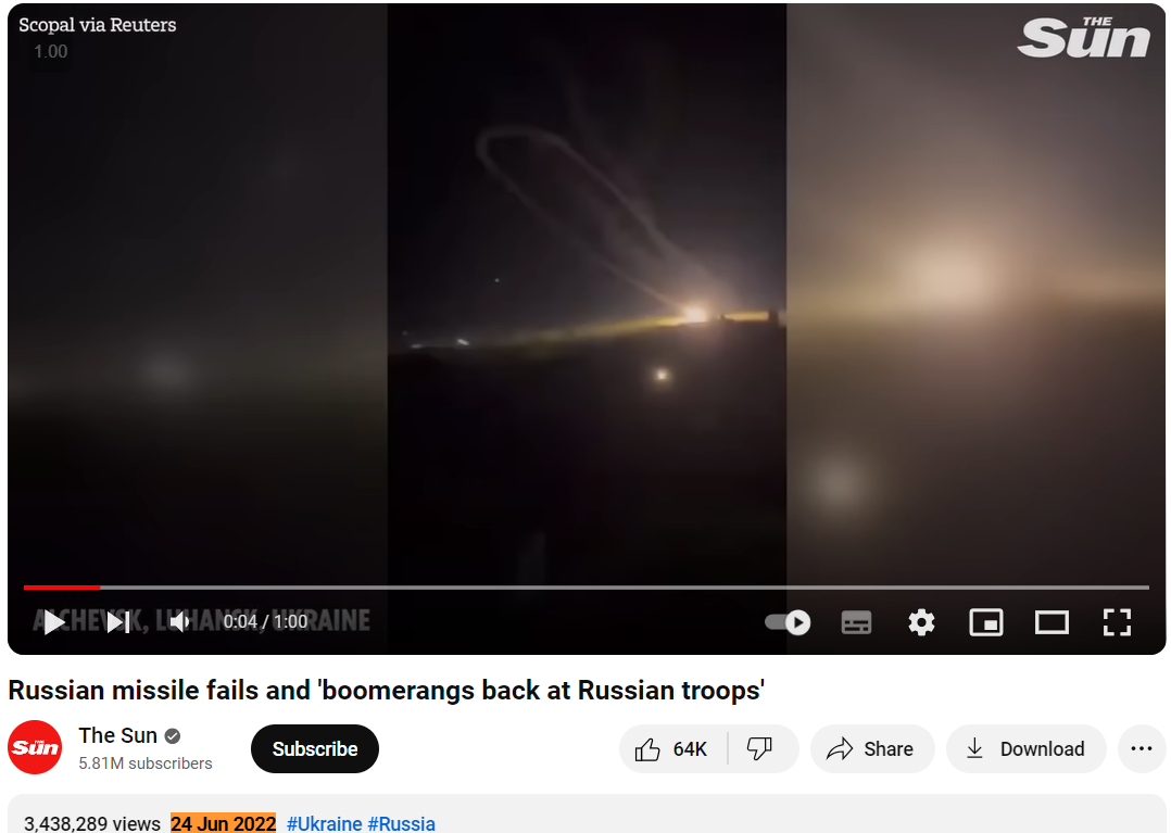 Old Video Shows Russian Missile Misfire