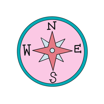 A pink and blue compass

Description automatically generated