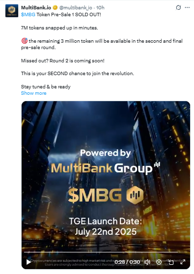 $MBG Token Presale SOLD OUT, अब जल्द आएगा $MBG Round 2