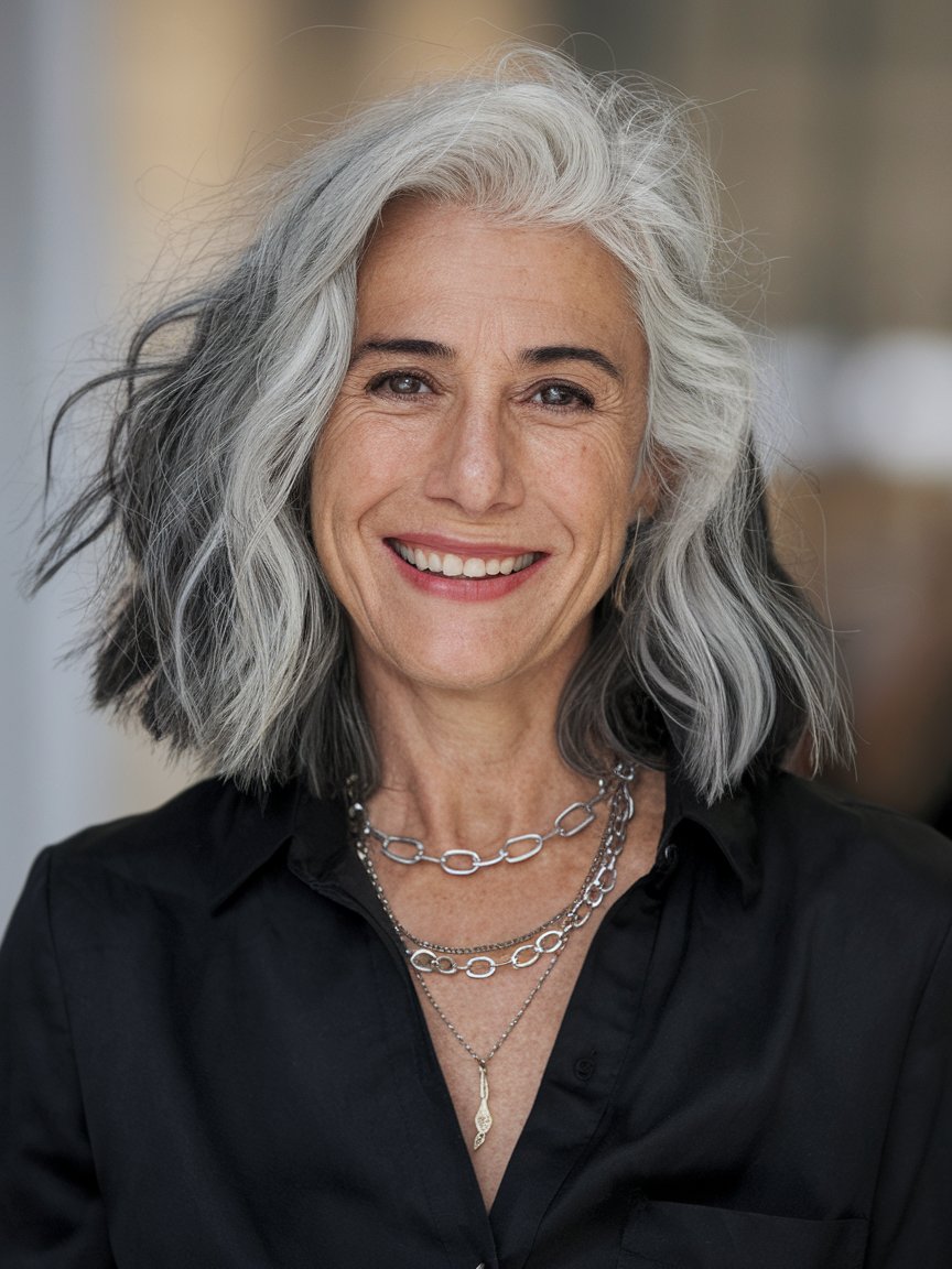 40. Silver and Gray Hair: Embrace the Natural Look