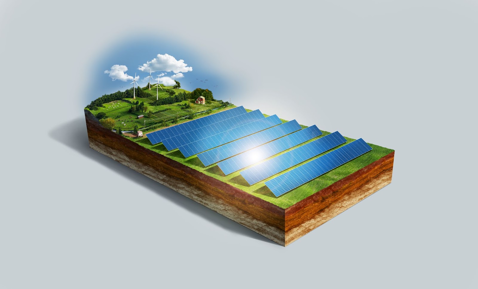 Ilustrasi energi bersih terbarukan dengan solar panel zonaebt.com