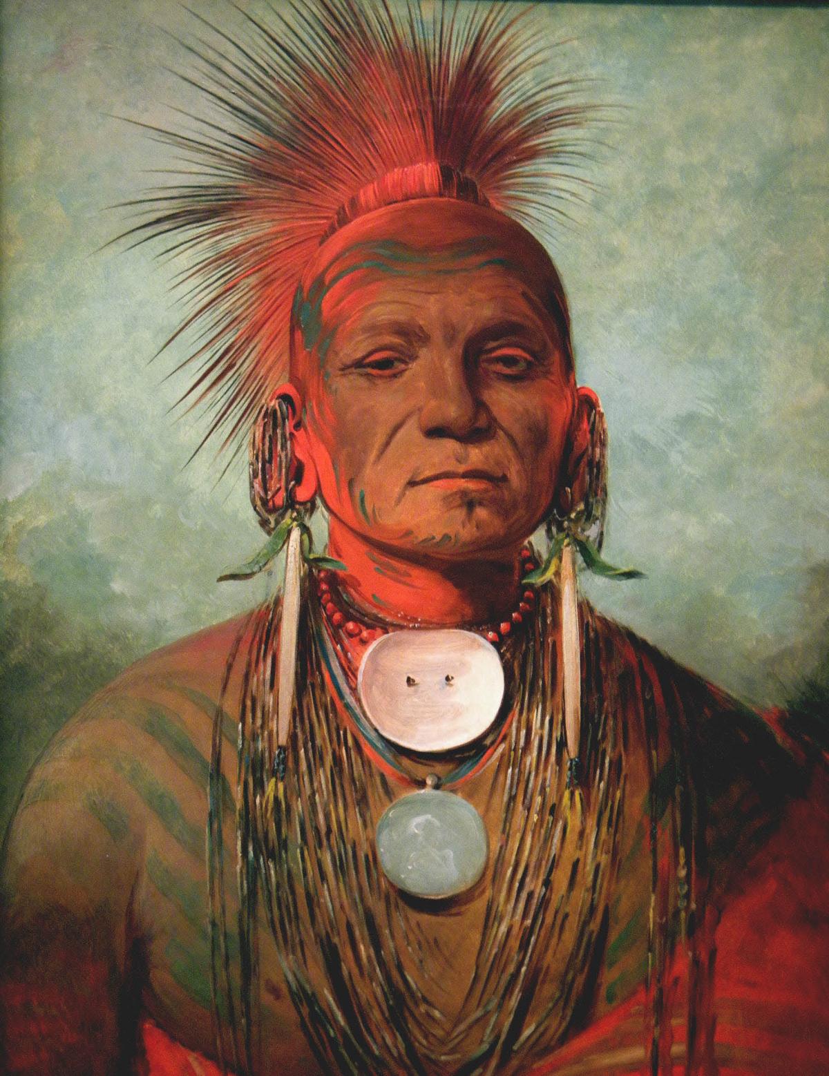 An illustration of See-non-ty-a, an Iowa Medicine Man 1844-1845 via National Gallery of Art Washington DC.