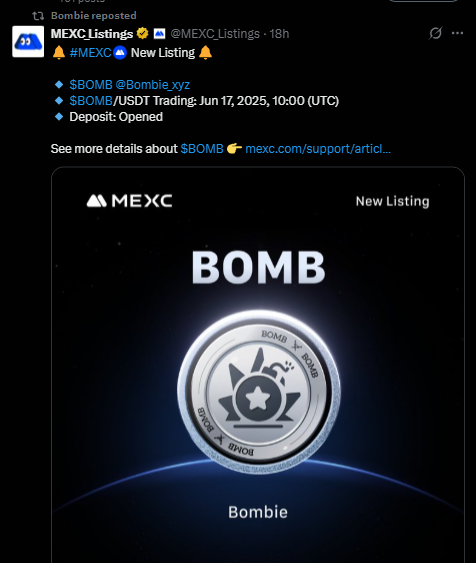 Bombie Exchange Listing