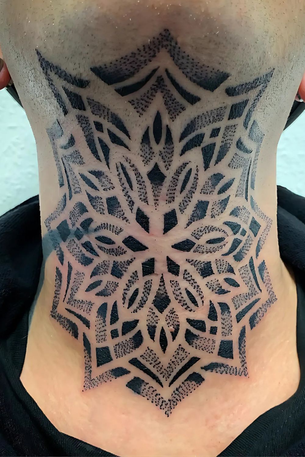 Intricate Mandala Neck Tattoo