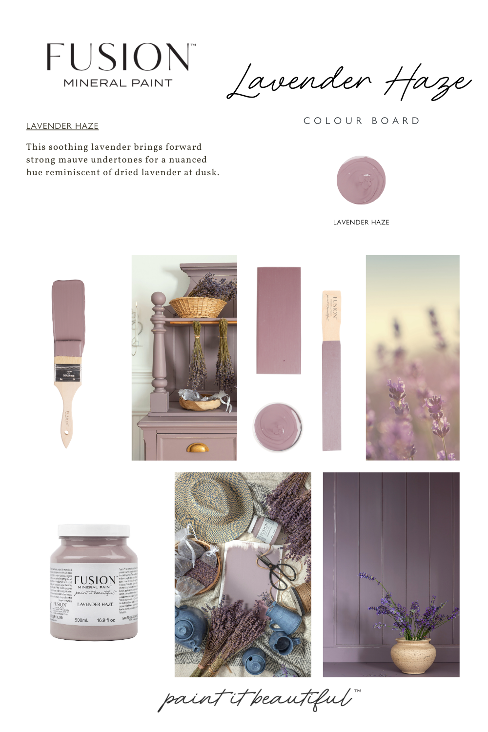 Lavender Haze Fusion™ Mineral Paint’s 2024 Collection Mood board