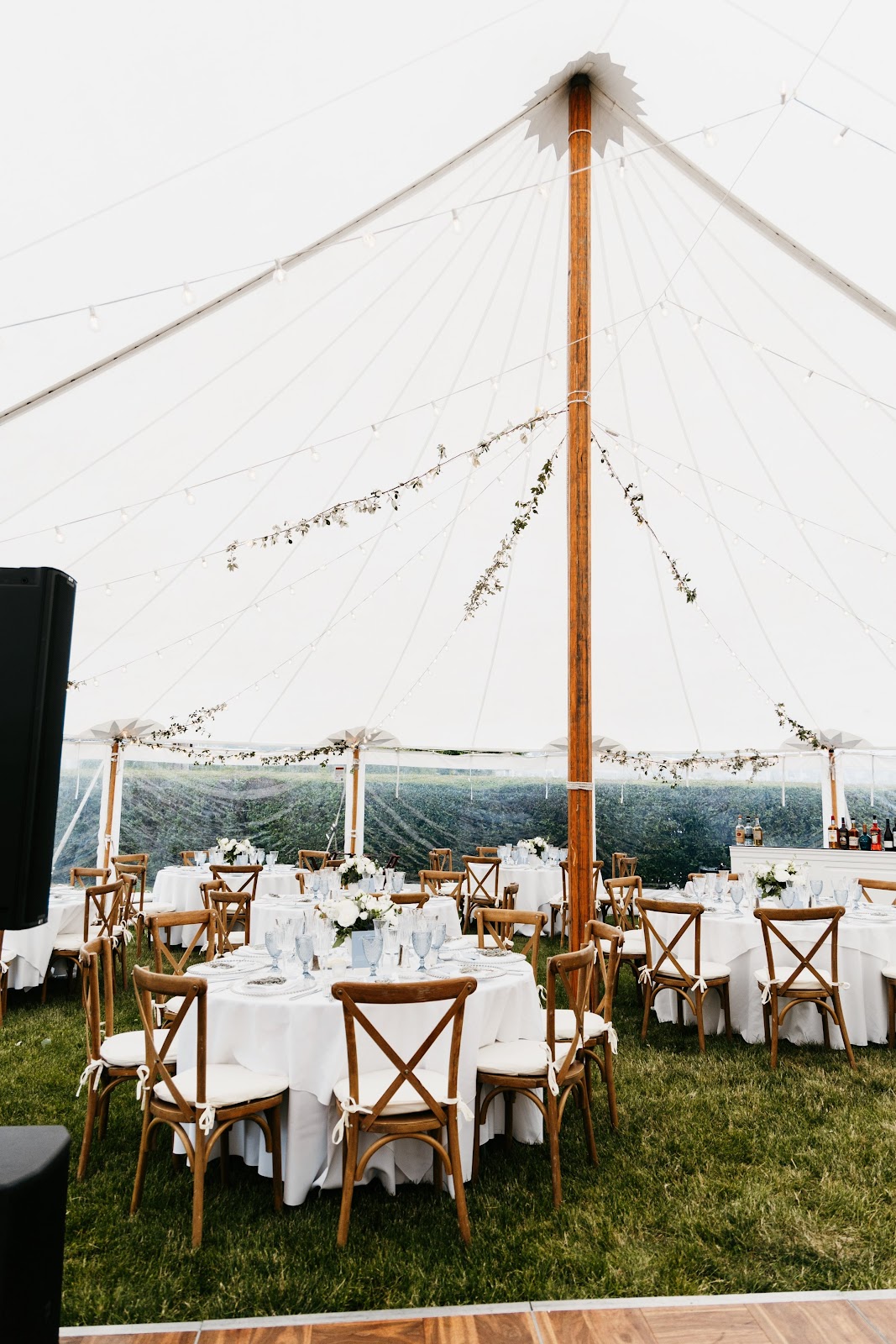 Tented wedding reception at Eastern Yacht Club Marblehead, MA