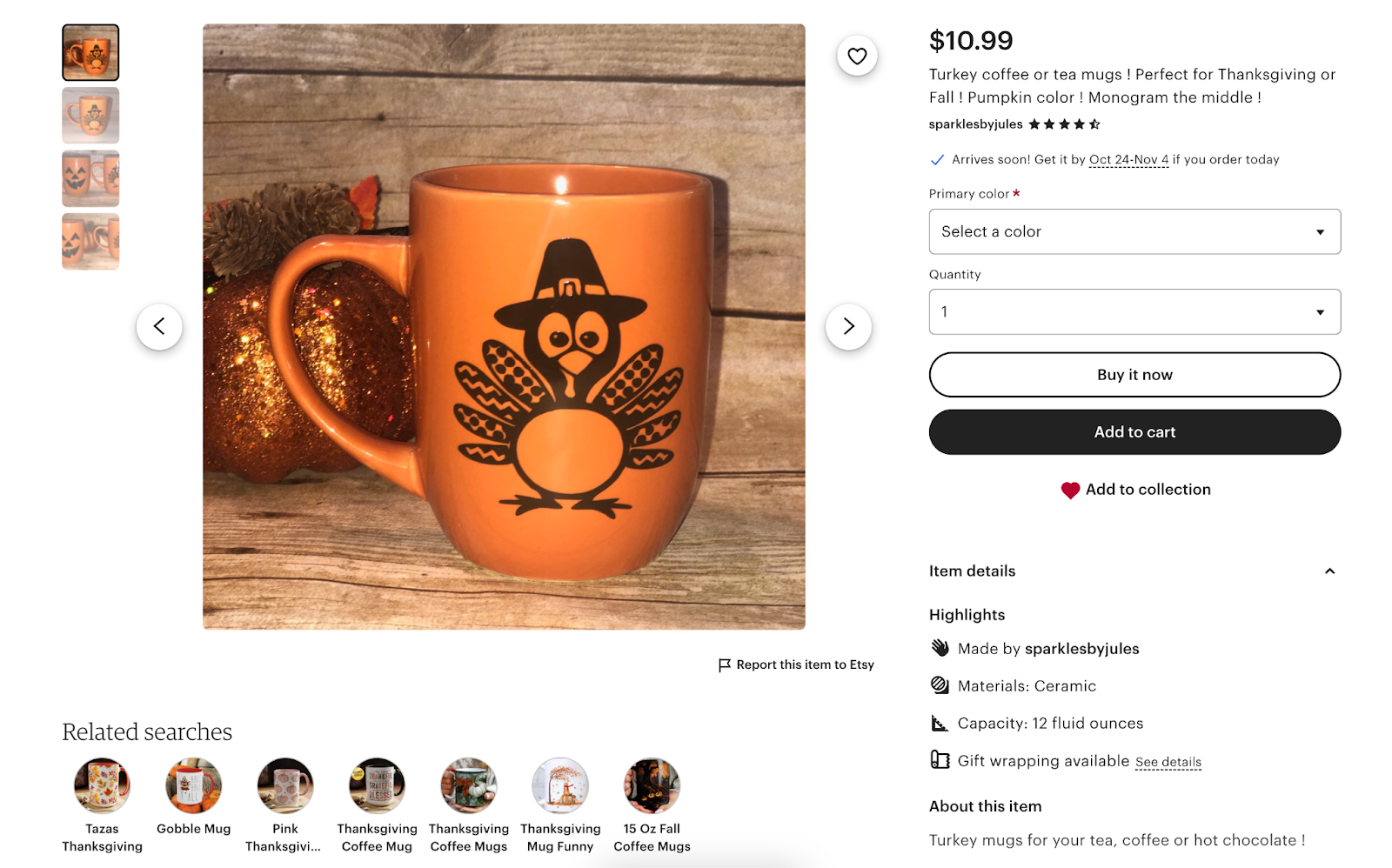 Thanksgiving-themed mugs