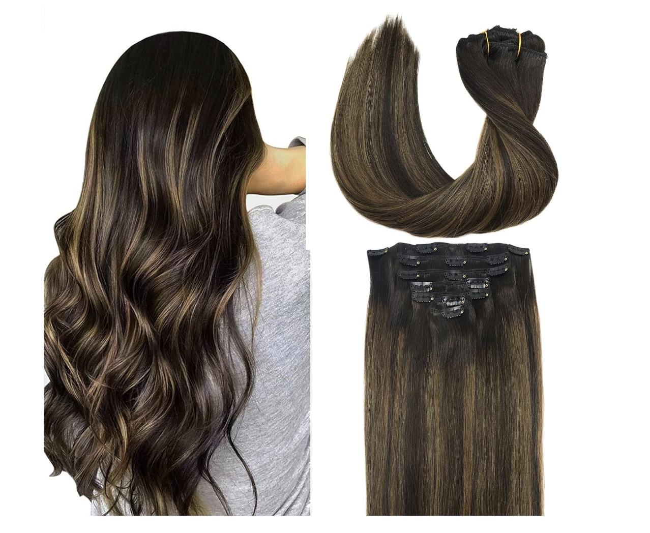 GOO GOO Clip in Hair Extensions Real Human Hair