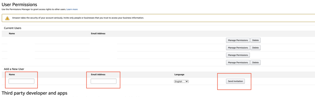 Amazon Seller Central User Permissions - Add A New user