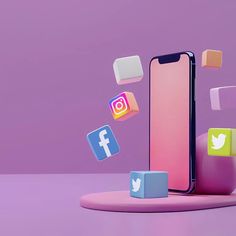 This is an image of a phone and social media logos