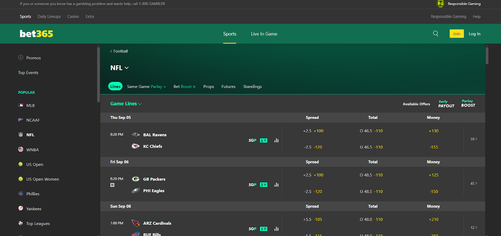 bet365 NFL Betting Sites