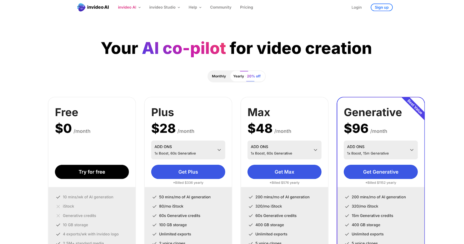 invideo pricing