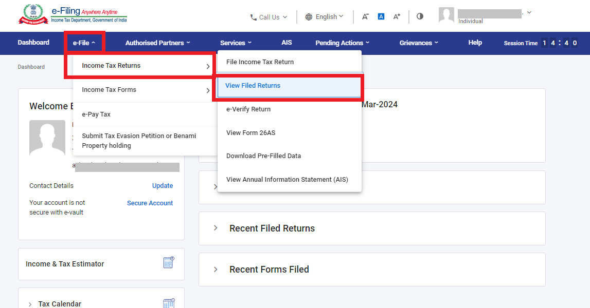 View filed returns