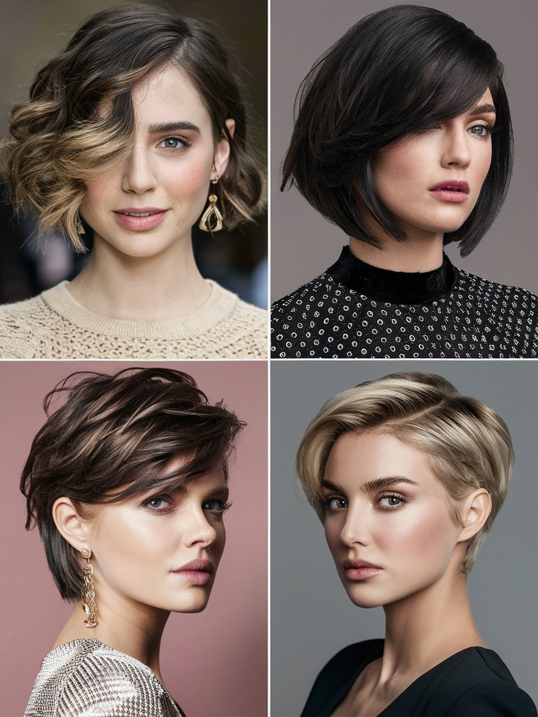 28. Side Parted Voluminous Pixie Bob