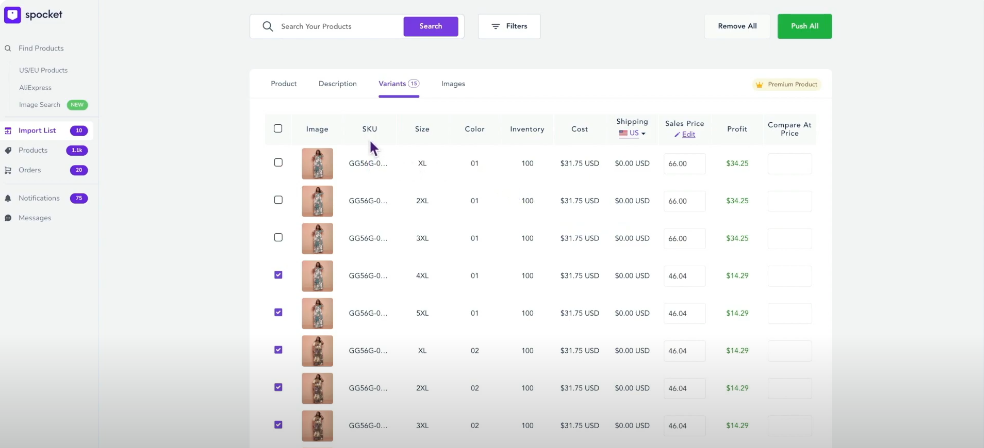 Managing Variants in the Variant Tab-axiabits