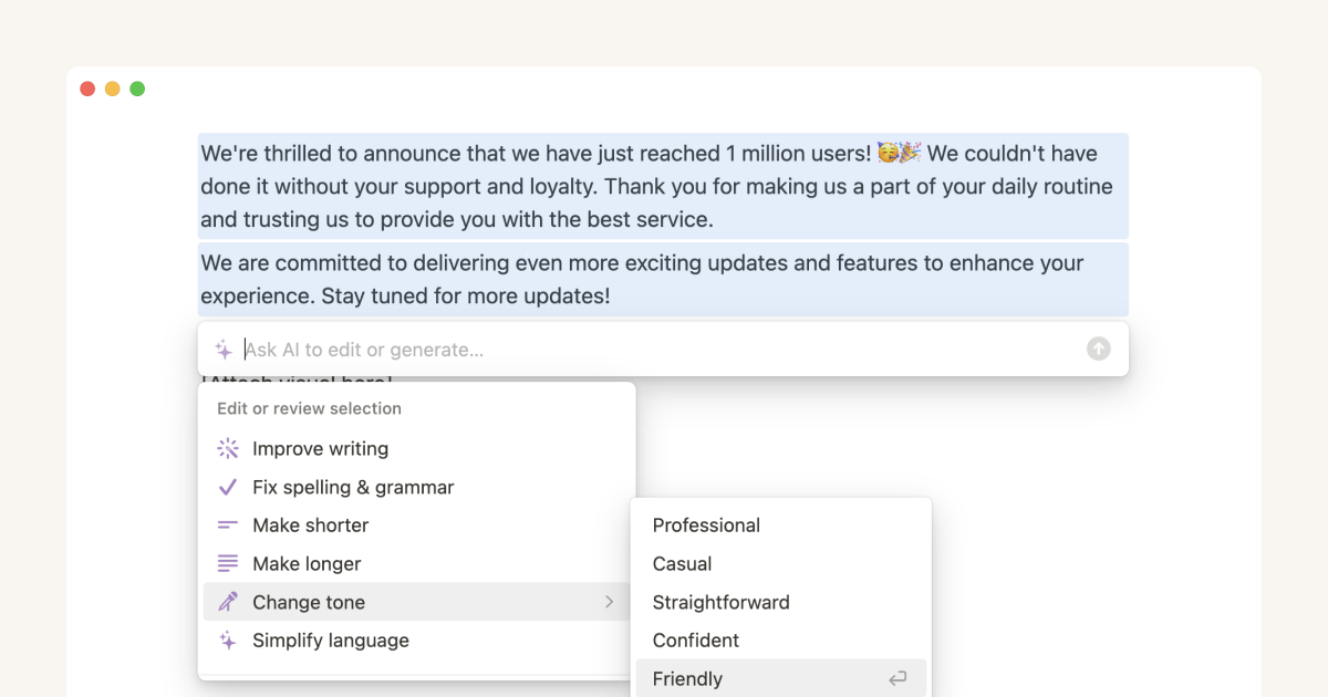 Notion AI (Best for combining notes, docs, tasks, and databases)