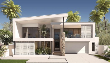 Mid-Century Modern House Front Design Simple