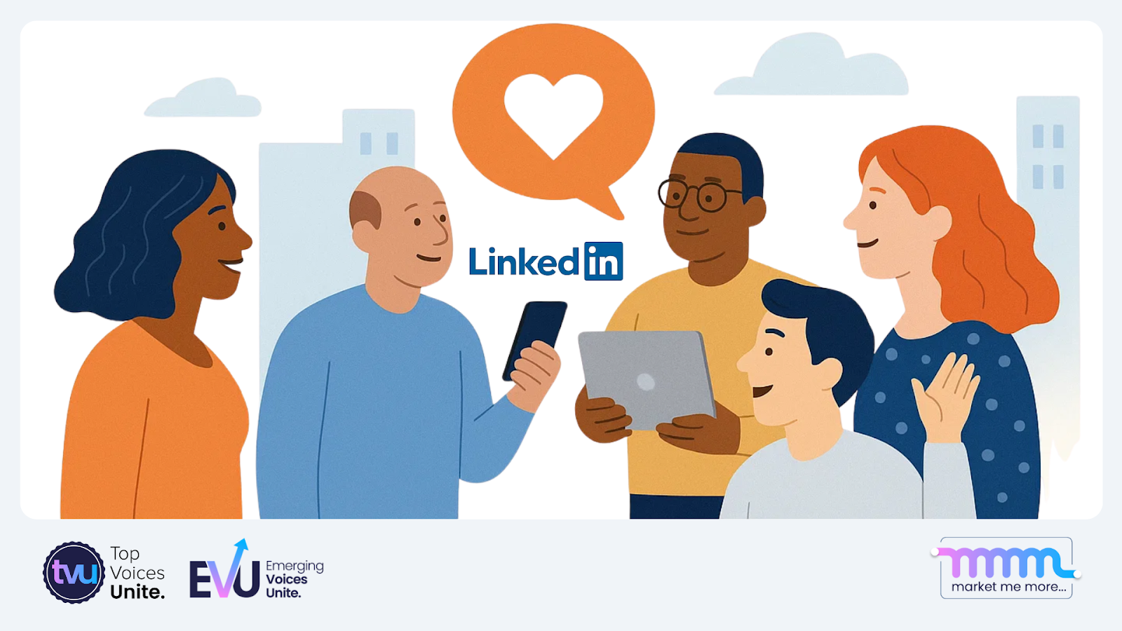 LinkedIn community highlights and human-centered storytelling visual