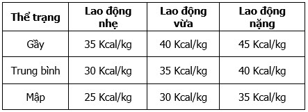 chất dinh dưỡng sinh năng lượng theo một tỷ lệ cân đối