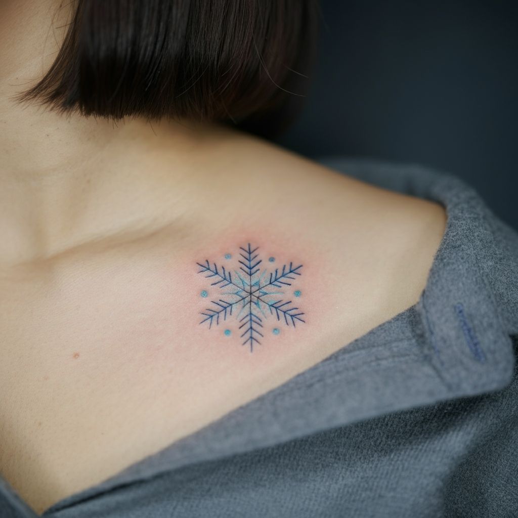 Snowflake Tattoo on collerbone