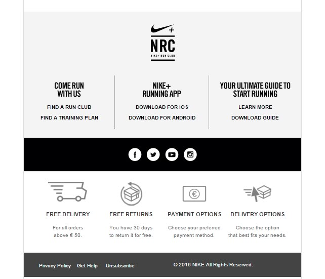 best website footer examples - nike