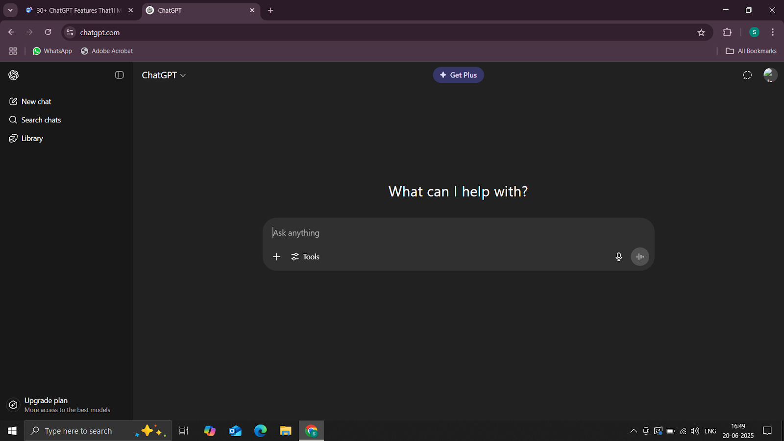 ChatGPT features: Prompt box