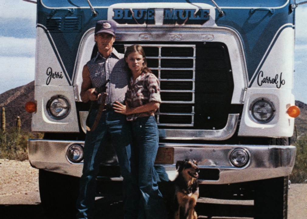 Jan-Michael Vincent and Kay Lenz in a scene from ‘White Line Fever’.