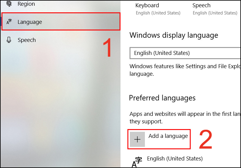 Nhấn Language rồi chọn Add a language