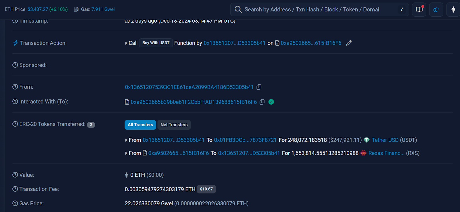 Crypto Whales Purchased RXS Token