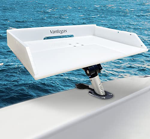 Vantegas Boat Cutting Board Bait Table Filet Board For Fish Cleaning Station White Fishing Fillet Table, In Single Rod Holder With Plier Storage and Knife Slot, Marine Accessories For Boats Grill