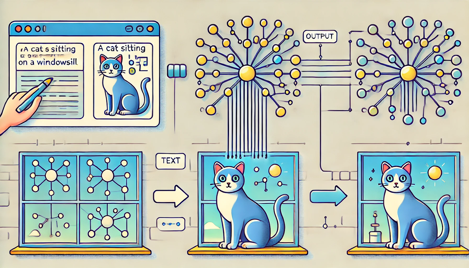 Neural networks at work for AI generation 