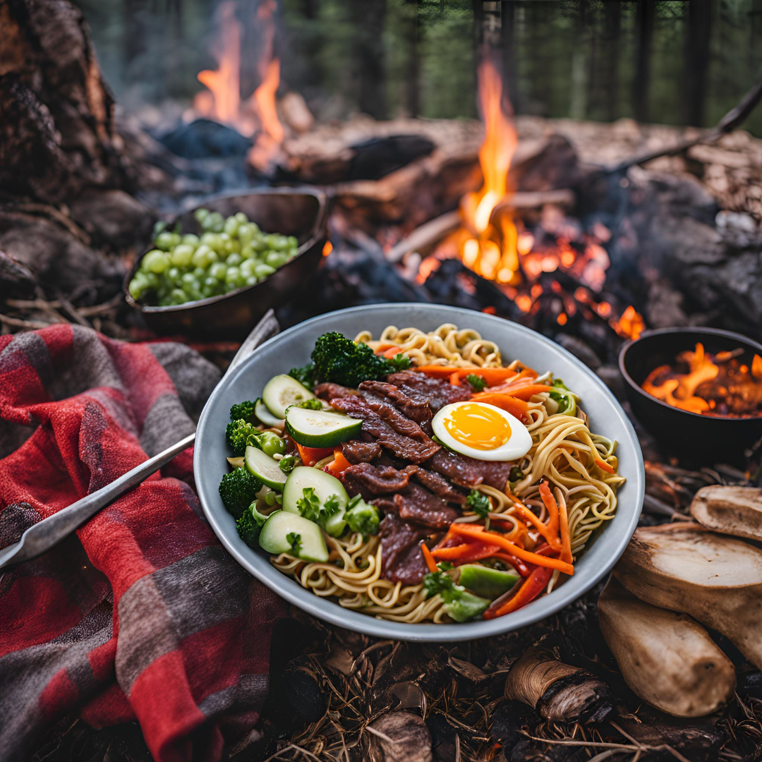 Quick Ramen Stir-fry with Beef Jerky 