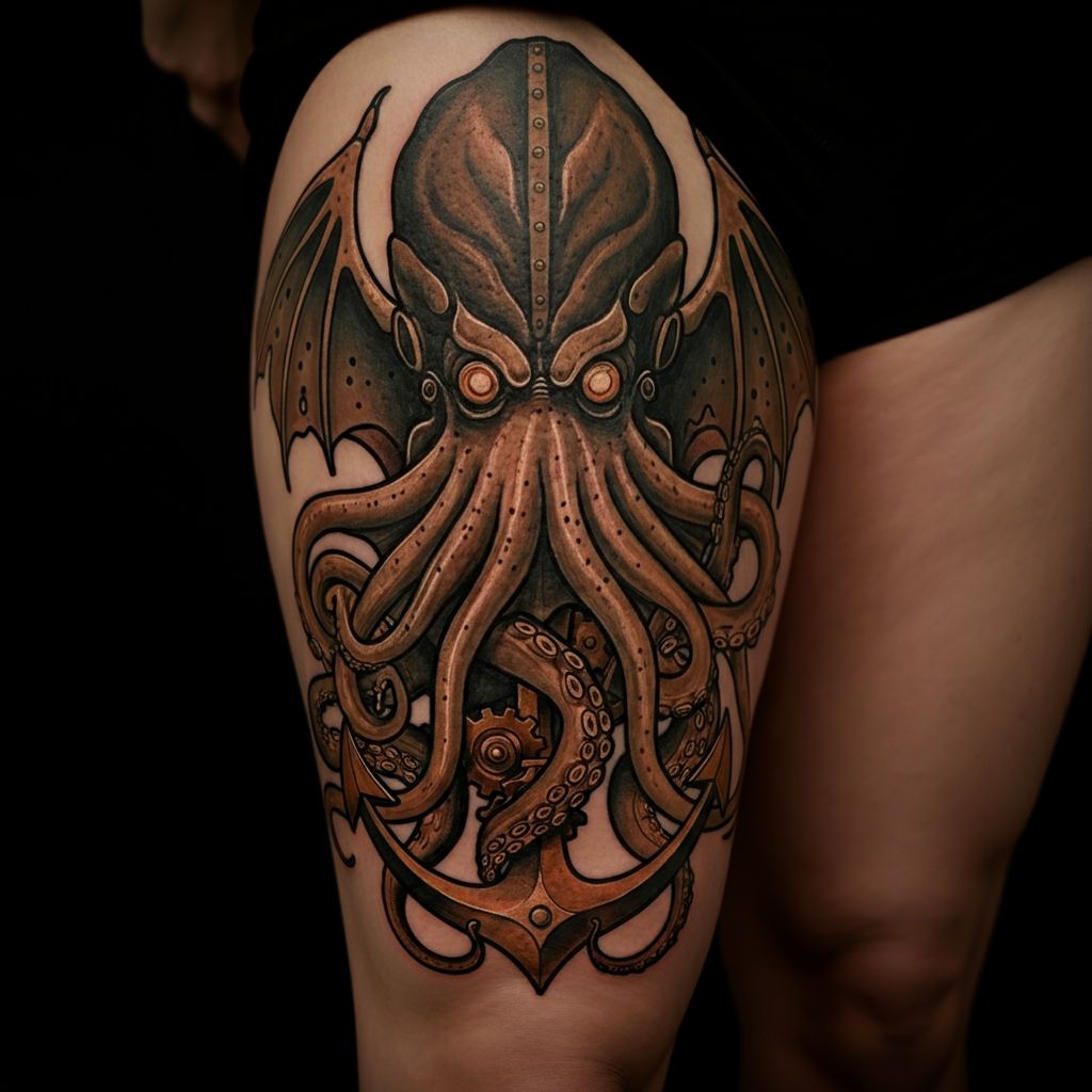 Kraken Tattoo on thigh 