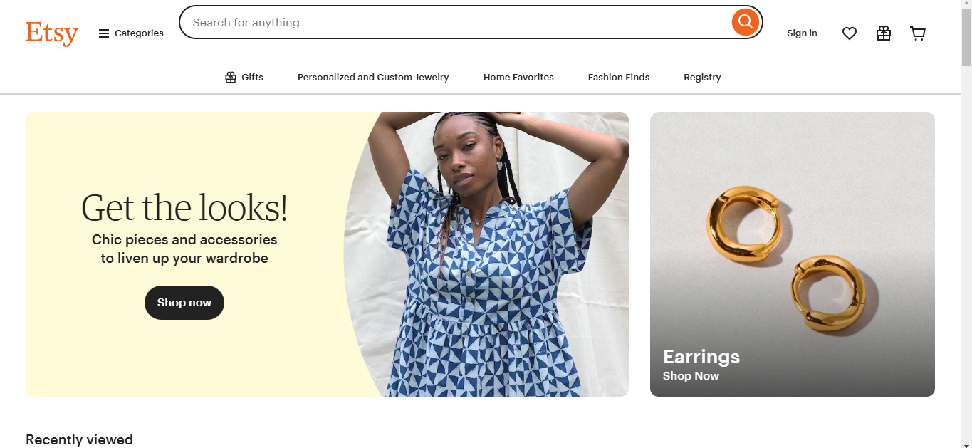 a screenshot of etsy marketplace to buy sell vintage clothing