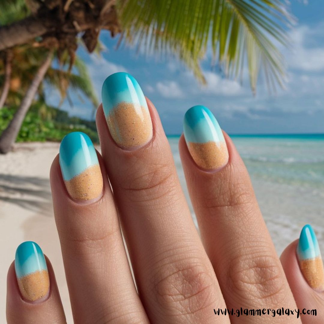 Classy Vacation Nails having Beach Bliss Ombre
