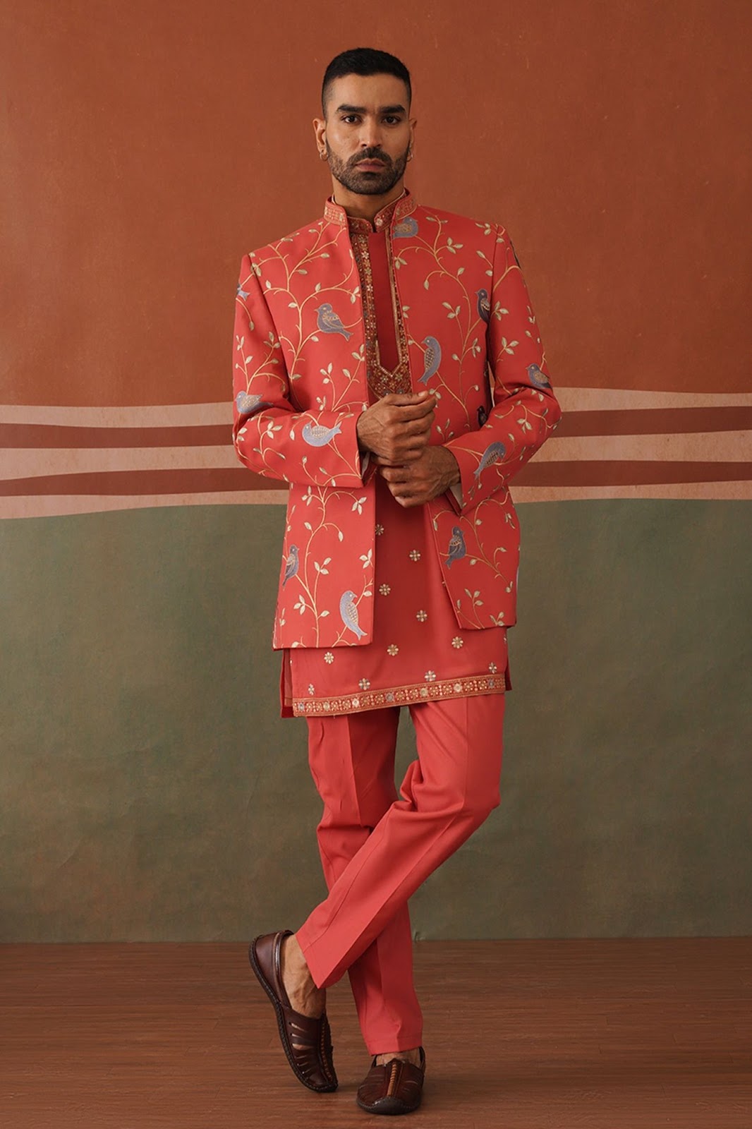 Arth Rust Red Open Sherwani